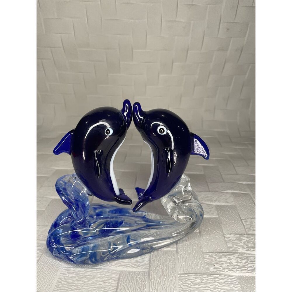 Vintage Crystal Dolphins Figurine Glass Hand Blown Sea‎ Animal Sculpture SeaLive - Picture 6 of 10